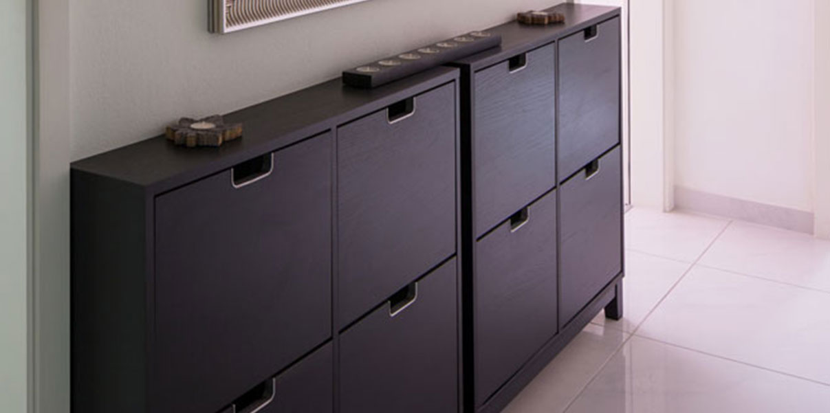 Scarpiera doppia profondità Moderna in legno, soluzione porta scarpe salva-spazio per la casa